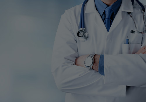 Doctor in White Lab Coat with Blue Tie