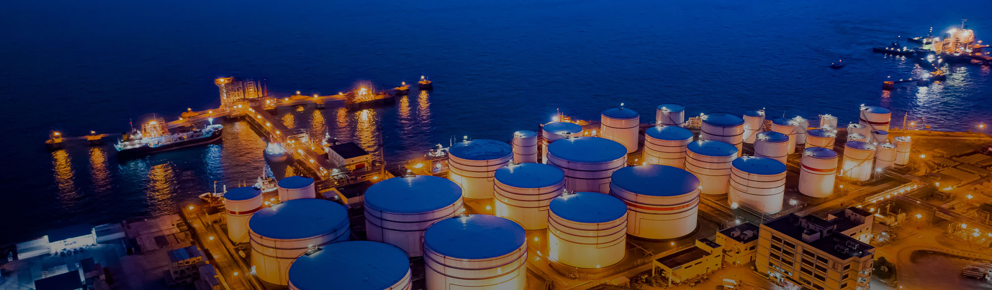 Aerial View of Gas Storage at Night