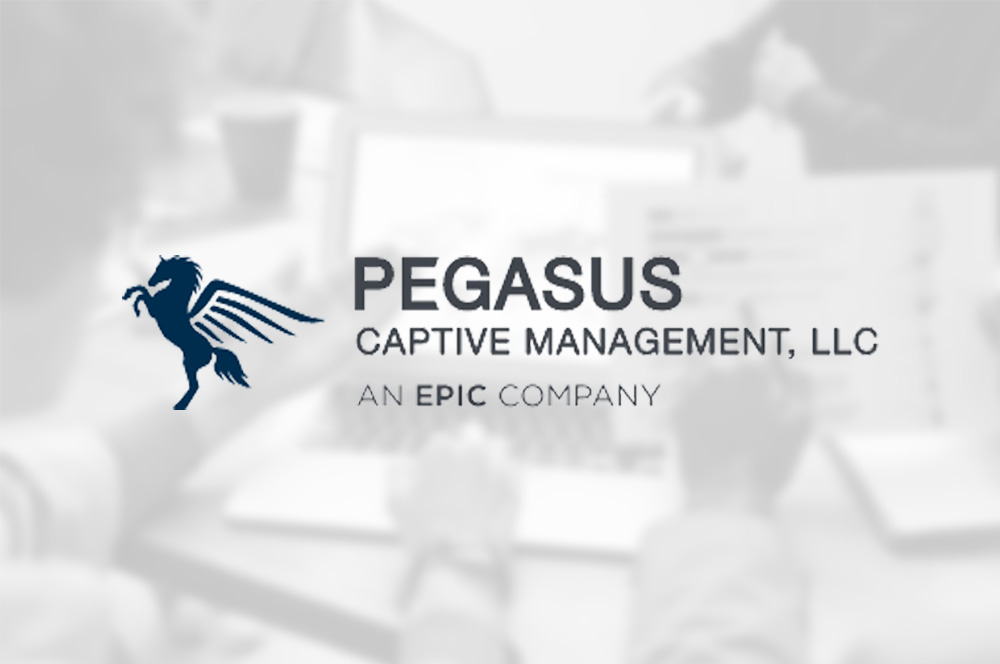 Pegasus Captive Management logo with blurred background