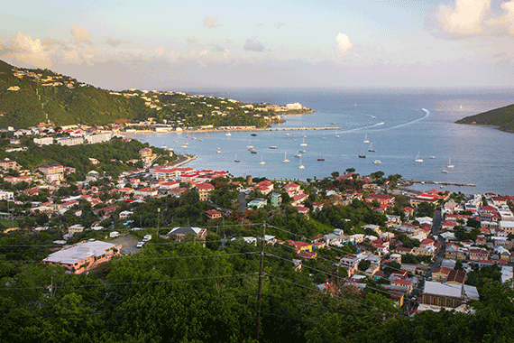 aerial view of US Virgin Islands coast
