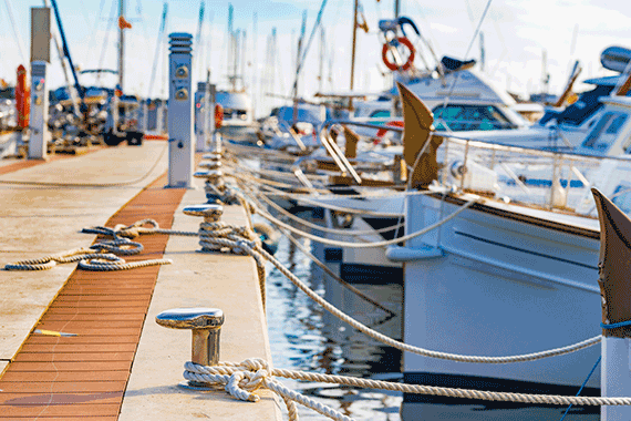 yachts moored in a harbor