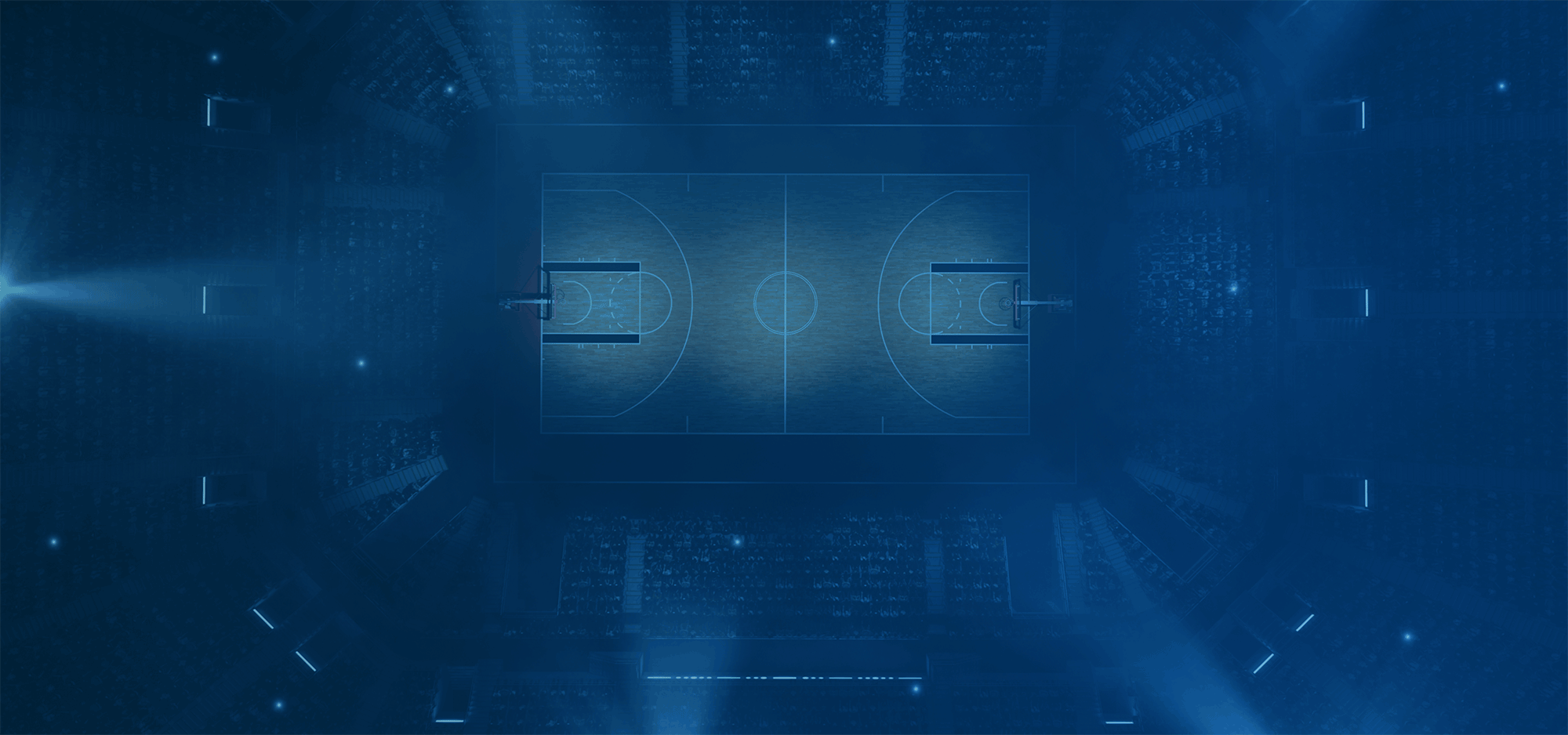 overhead view of basketball arena