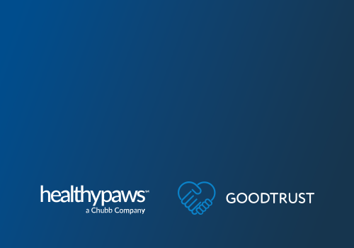 decorative tile with healthypaws and GoodTrust logos