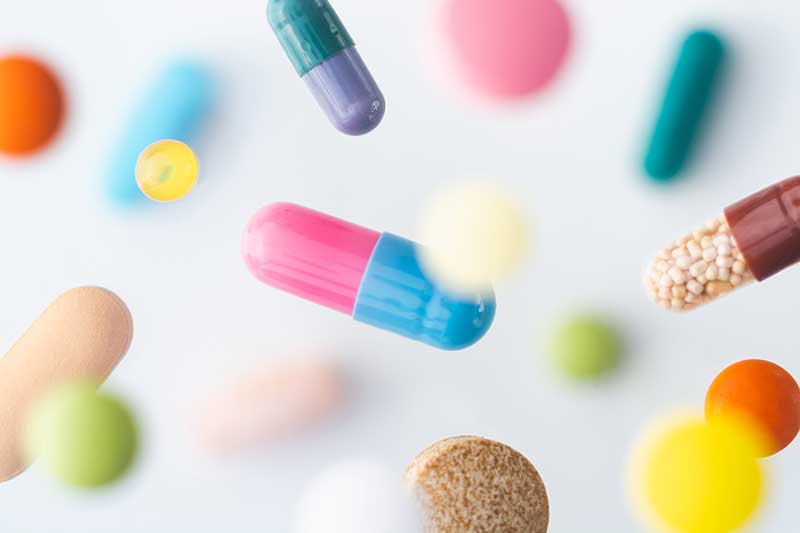 colorful pills and caplets