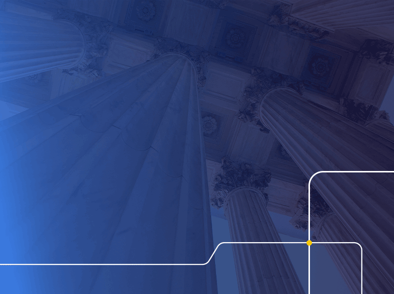 side view of columns with line graphic overlay