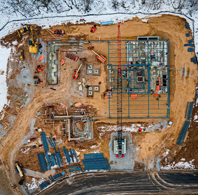 aerial view of building construction