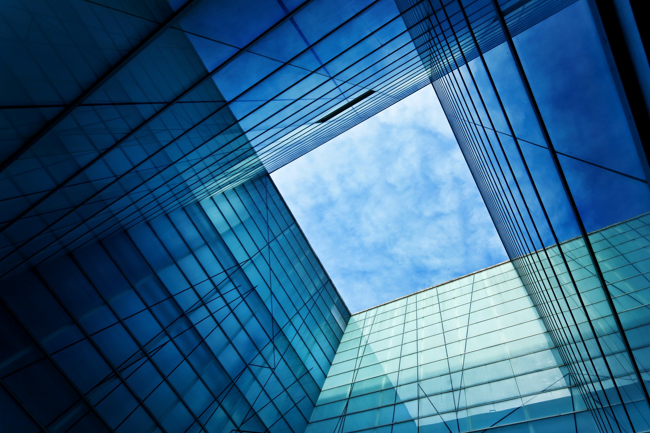 view of sky from glass box
