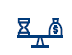hourglass and money bag balanced on scale icon